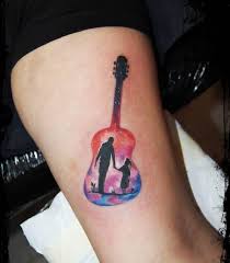 Father and children silhouette | custom silhouette print father and children perfect door blueclara. Father Daughter Silhouette Family Tattoo Portrait In Guitar Entertainmentmesh