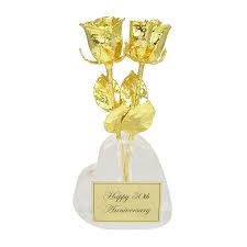 Each 11 3/4″ brass plate includes a clear easel stand. Two 8 24k Roses Heart Vase 50th Anniversary Gift Love Is A Rose