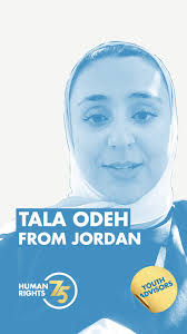 Meet Tala Odeh, a 24-year-old human rights defender from Jordan and a  member of our Youth Advisory Group! Together, we can shape the future of  #humanrights 🤍 #UNHumanRights