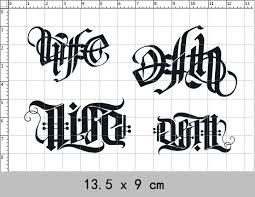 Old english monogram svg font gothic letters svg dxf eps | etsy. English Gothic Font Tattoo Stickers Life And Death Upside Down Design Tattoo Stickers