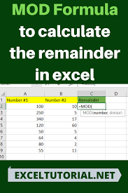 Mod Formula To Calculate The Remainder In Excel Excel Tutorials Excel Hacks Excel
