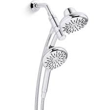 The h2okinetic technology shapes water into a wave pattern that creates the feeling of more water without using more water. Kohler 3 Spray Patterns With 1 75 Gpm 5 25 In Wall Mount Soft Massage Wide Dual Shower Heads In Polished Chrome K R21117 G Cp The Home Depot