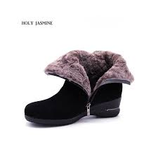 Livraison sous 2 à 4 jours en france métropolitaine ! Bottine Femme Fourree Cuir Veritable Semelle Compensee Derniere Tendance