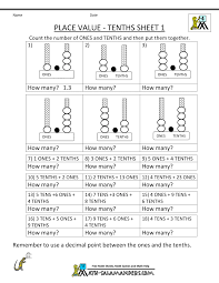 Decimal models, addition, subtraction, comparing and ordering, and place value. Decimal Place Value Worksheets Tenths 1 Gif 1 000 1 294 Pixels Place Value With Decimals Place Value Worksheets Free Math Worksheets