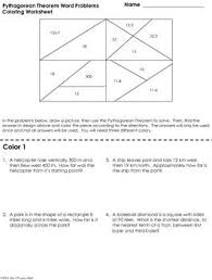 Pythagorean Theorem Word Problems Coloring Worksheet Pythagorean Theorem Pythagorean Theorem Worksheet Theorems