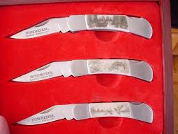 Winchester 2007 limited edition 3 piece knife set wooden box fishing hunting. Winchester 2007 3 Knives Wildlife Series Pocket For Sale At Gunauction Com 8969276