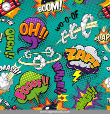Colorful Comic Seamless Pattern With Pop Art Objects Wordings Speech Bubbles Explosive And Humor Effects Crea Pop Art Patterns Comic Frame Comic Book Style