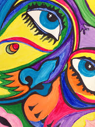 Eyes Nose Mouth Abstract Face With Paint And Sharpie Abstract Faces Abstract Painting
