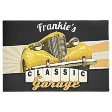 Personalized Your Name Classic Car Garage Doormat Zazzle Com Classic Car Garage Classic Cars Car