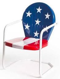 Metal Lawn Chair Retro Metal Chairs Garden Fireworks Summer Stars Stripes Red White Blue Keep Com Kathy Myers Retro Chair Metal Lawn Chairs Metal Chairs
