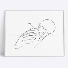 Newborn Line Art Nursery Wall Art Minimalist Nursery Art Etsy In 2021 Line Art Drawings Newborn Art Art