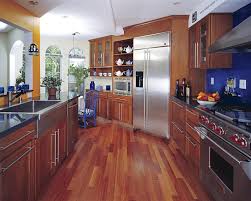 This one is very professionally designed. Wood Floor And Kitchen Cabinet Combination Designs