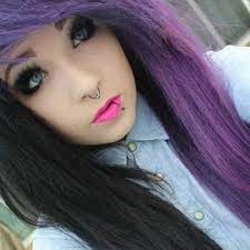 Black Purple Long Hairstyles For Emo Girls Dyed Hair Emo Hair Scene Hair