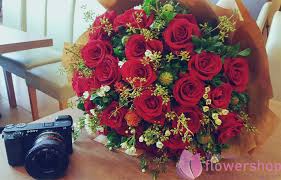 Beautiful bouquet of red roses at Vietnam Florist