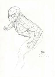 Draw a short vertical line coming down from each side of the jaw where it meets the side of the head. Cho Spider Man Sketch 2002 In Fab Tag S Usa Cho Frank Comic Art Gallery Room