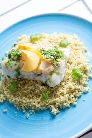 Slide into skillet and arrange in single layer, spooning tomato mixture over it. Sustainably Caught Baked Cod With Garlic Coriander Couscous Honest Mum