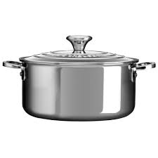 Le Creuset Stainless Steel 5 5 Quart Shallow Casserole With Lid Le Creuset Creuset Stainless Steel Cookware