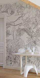 Papier peint toucan gris portfolio de casamance ref cas. Ohmywall Papier Peint Jungle Tropical Noir Et Blanc Big Panoramique Par Caddous Papier Peint Jungle Papier Peint Papier Peint Panoramique