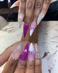 Updated 45 Sparkling Nails With Diamonds August 2020 Elecool 24pcs finished wine red diamonds fake nails full coverage long nail tips acrylic false nail patch faux ongles design cheap acrylic nails diamond tips.