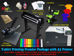 Complete T Shirt Printing Package With Cap Press Big Format Heat Press And Commercial A3 Laser Printer Magic Transfer