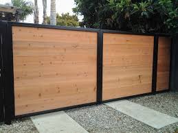 Steel Frame And Redwood Drive Gate House Gate Design Fence Design Wood Gate