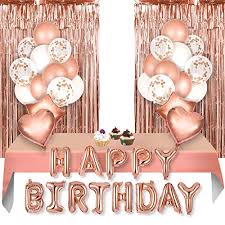 Check spelling or type a new query. Vainechay Globos De Cumpleanos Feliz Cumpleanos Decoracion Oro Rosa Con Guirnalda Banner De Cumpleanos Para Mujer