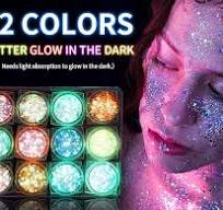 Glow in The Dark Body Face Glitter Gel for Women, 12 Colors Glitter Gel  Makeup Chunky Fine Glitter, UV Black Light Accessories for ...