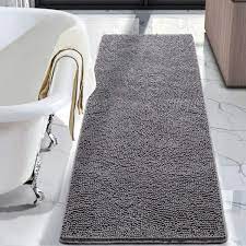 Deepest discounts of the year. Lochas Luxury Bathroom Rug Grey Bath Mat Runner 24 X 60 Inch Shaggy Washable Non Slip Bath Rugs For Bathroom Shower Soft Plush Chenille Absorbent Carpets Mats Grey Amazon Com Au Home