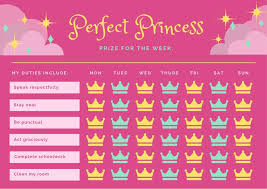 Pink Yellow And Green Royal Princess Reward Chart