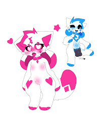 4 ears abdominal bulge blue blush blue fur blush crystal  sprinkles disembodied penis featureless breasts featureless crotch female  furry furry only heart heart-shaped pupils kittydog (species)  kittydogcrystal one eye