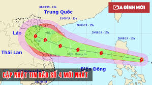 Theo dự báo từ đài khí tượng thủy văn hà tĩnh, đến 4h ngày 12/9, vị trí tâm bão ở khoảng 16,6 độ vĩ bắc; Tin Bao Sá»' 4 Podul Má»›i Nháº¥t Cach Hoang Sa 550 Km Giáº­t Cáº¥p 10
