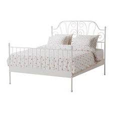 Love This Leirvik Bed Frame But I D Probably Spray Paint It Black Or A Dark Emerald Green Queen Ikea Ikea Bed Leirvik Bed Bedroom Furniture Beds