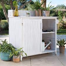 Potting bench with cabinet doors. Potting Benches Tables Cabinets Storage