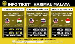Man, you'll be so surprised by the qualit. Harga Tiket Malaysia Vs Indonesia Kelayakan Piala Dunia 19 11 2019 My Info Sukan