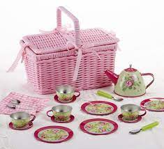 Children 18pc Tin Tea Set For 4 Girls Mint Childrens Tea Party Childrens Tea Sets Toy Tea Set