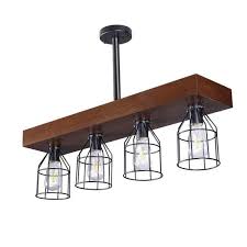 Long gone are the days of teeny tiny island pendants you may remember that every island had a set of three pencil thin pendants hanging over the island. Casainc 4 Lights Wood Farmhouse Kitchen Island Lighting With Metal Cages Xd Wpl001 The Home Depot