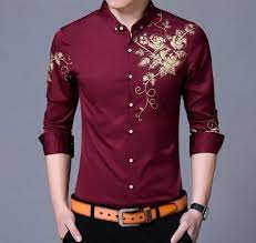 Shop men's dress shirts at j.crew. Mens Shirt With Floral Design On Front And Sleeve Mens Red Dress Shirt Floral Long Sleeve Shirt Red Shirt Dress