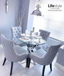 Verona Dining Chair In Grey Linen With Chrome Knocker And Black Legs Dining Room Design Modern Modern Dining Room Dining Room Table Decor