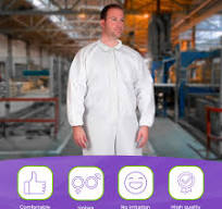 AMZ Medical White Disposable Coveralls - Pack Of 5 Hazmat Suits 3XL With  Front Zipper