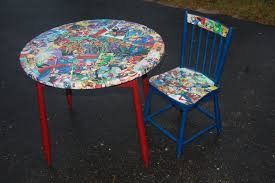 Decoupage Furniture Superhero Table And Chair Stoel Pimpen Stoelen