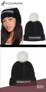 Vs Winter Hat Beanie Black White Pom Pom New Winter Hats Beanie Winter Hats Cool Beanies