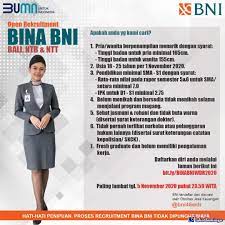 Bank ini didirikan pada 5 juli 1964 dan berkantor pusat di kota mataram. Lowongan Kerja Pt Bank Negara Indonesia November 2020