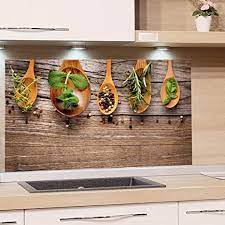 Bei der gestaltung haben sie unzählige möglichkeiten: Grazdesign Ruckwand Kuche Holzoptik Kuchen Spritzschutz Herd Gewurze Nischenruckwand Kuche Kuchenmotiv Kuchenruckwand Glas Krauter 80x40cm Amazon De Elektro Grossgerate