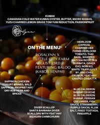 🌿 Tonight's Full Menu Drop 🌿 Join us at Rosalynn x Little City Farm for  an unforgettable dining experience featuring the culinary magic of Baloo  (Kabob Senpai)! Indulge in a carefully curated