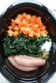 Slow Cooker Chicken Kale And Sweet Potato Stew Healthy Crockpot Slow Cooker Chicken Healthy Healthy Slow Cooker
