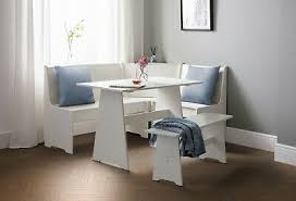 Solid wood frame is sure to hold up through consistent use. Newport White Corner Dining Set High Seat Backs And A Bench For 6 5060755380784 Ebay