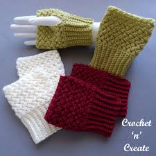 The griddle stitch is an easy textured stitch that has nice density, providing terrific warmth when used for fingerless gloves. Crochet Warm Fingerless Mitts Free Crochet Pattern Crochet N Create