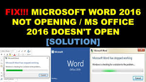 Fix Microsoft Word 2016 2019 Not Opening Ms Office 2016 2019 Doesn T Open Solution Youtube