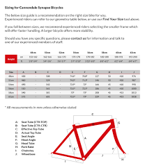 36 Particular Cannondale Womens Bike Size Chart