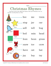 Christmas listening worksheets and christmas listening templates: Christmas Rhymes Worksheet For Kindergarten And 1st Grade